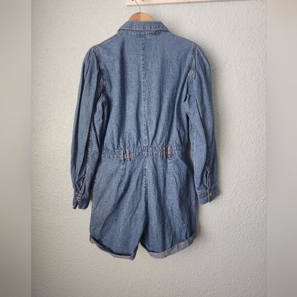 Zara Blue Denim Jumpsuit Romper shorts - Picture 4 of 10